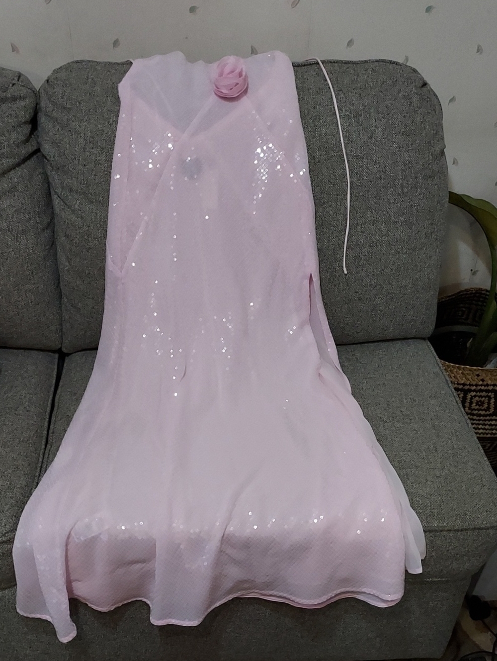 Anthropologie Bardot Light Pink Sequin Maxi Dress